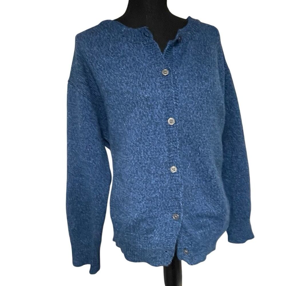 Ocean Heather Blue Button Front Cardigan
